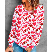 Valentine's Day Love Heart Print Top - red