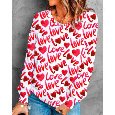 Valentine's Day Love Heart Print Top - red