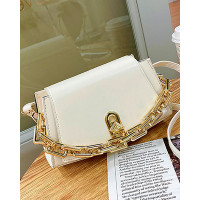 Vintage Plain Chain Handle Crossbody Bag - white