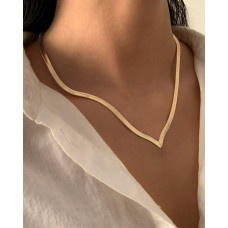 Vintage V Shaped Herringbone Necklace - gold