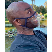 Visible Expression Mask With Clear Window Washable Reusable Transparent Face Mask - dark blue