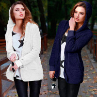 Warm Solid Pocket Design Hoodies Fluffy Coat - white,khaki,coffee,black,dark blue