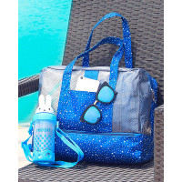 Water-resistant Makeup Cosmetic Beach Bag Toiletry Travel Organizer With Hanging Hook - blue