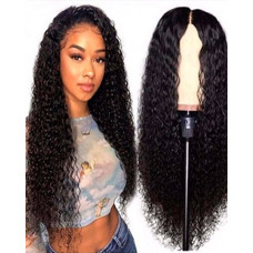 Water Wave Remy Curly Hair Wig Glueless Wigs - black