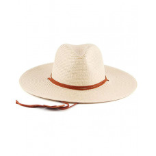 Wide Brim Tied Detail Straw Hat - beige