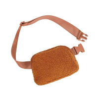 Women's Sherpa Fanny Pack Personalized Monogram Crossbody Belt Bag - brown