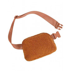 Women's Sherpa Fanny Pack Personalized Monogram Crossbody Belt Bag - brown