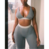 Yoga Sports Bra Leggings Set - gray