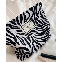 Zebra Stripe Large Capacity Cosmetic Makeup Corduroy Travel Toiletry Bag Accessories Organizer - style2