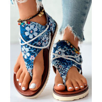 Zip Back Lace-up Summer Beach Sandals - blue