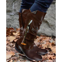 Zipper Design Chunky Cowboy Boots - coffee