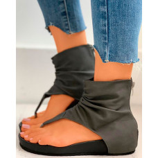 Zipper Design Slingback Thong Sandals - Dark grey