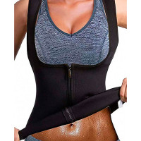 Zipper Waist Trainer Vest Workout Slimming Corset Shaperwear - black