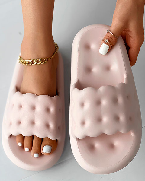 Pastel Wide Strap Soft Slippers - pink Pastel Wide Strap Soft Slippers - pink